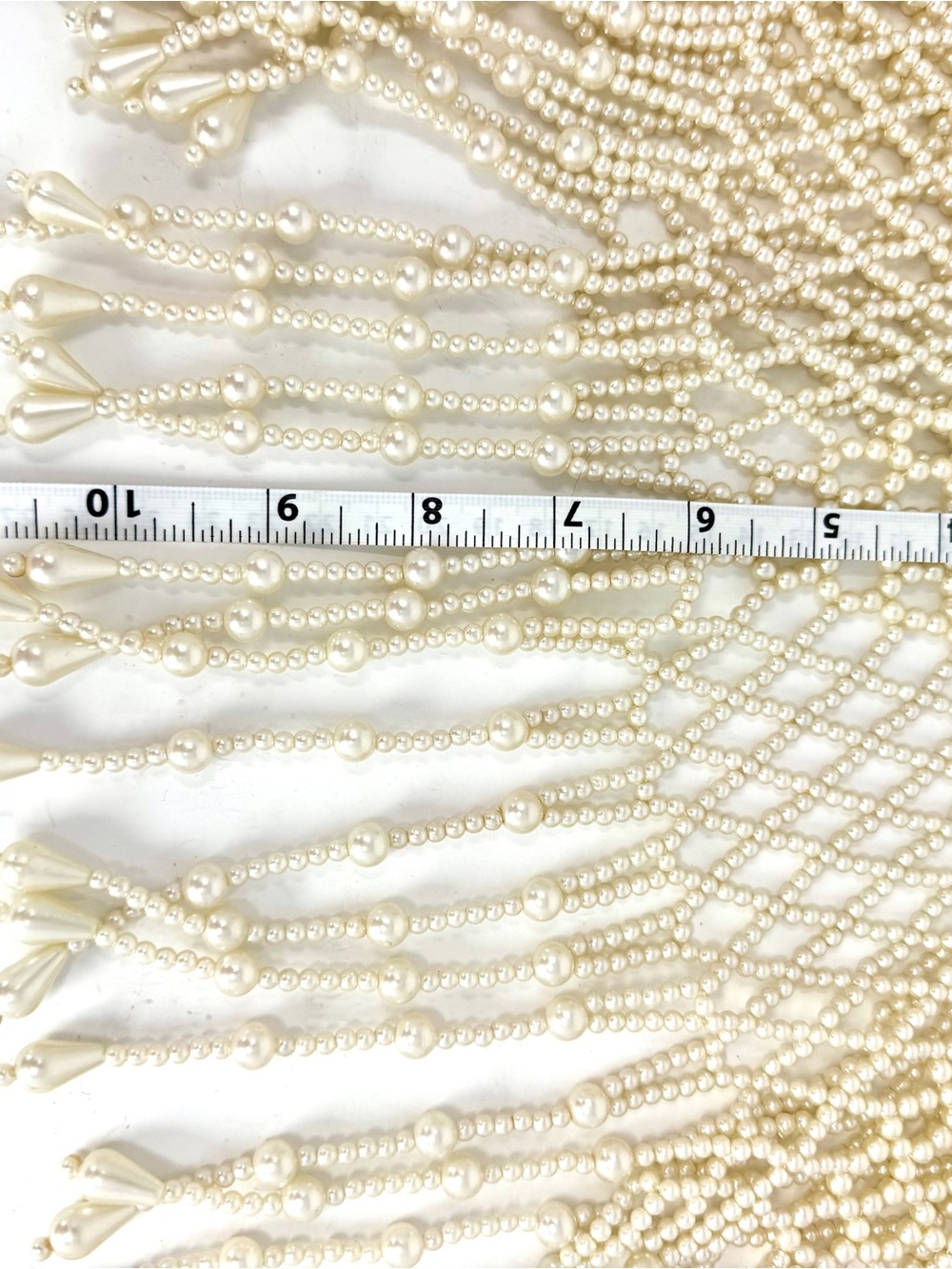 Handcrafted Ivory Faux Pearl Capelet Body Chain — Bridal Shoulder Necklace Shrug - Picture 8 of 8